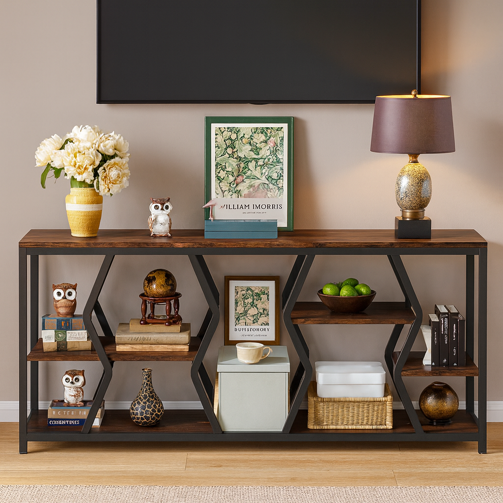 Rustic Industrial Extra-Long Sofa Console Table
